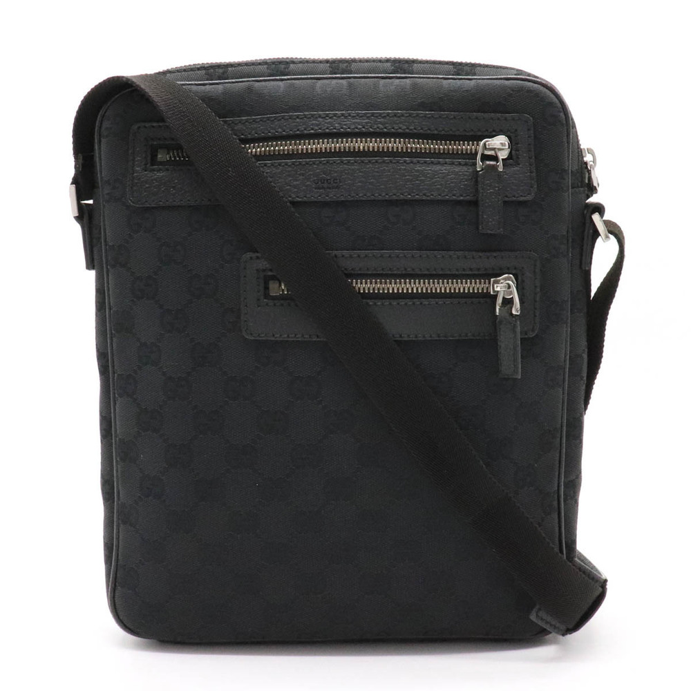 Gucci GG Canvas Crossbody Bag Leather Black